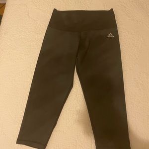 Adidas, crop leggings, black with gray dots, crop workout Leggings